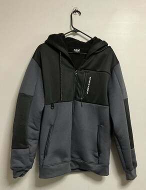 RGSTR Men's Black and Gray Sherpa Lined Zip-Up Coordinates Hoodie Jacket Large